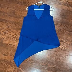 BCBGMAXAZRIA Blue Sleeveless Waterfall Blouse